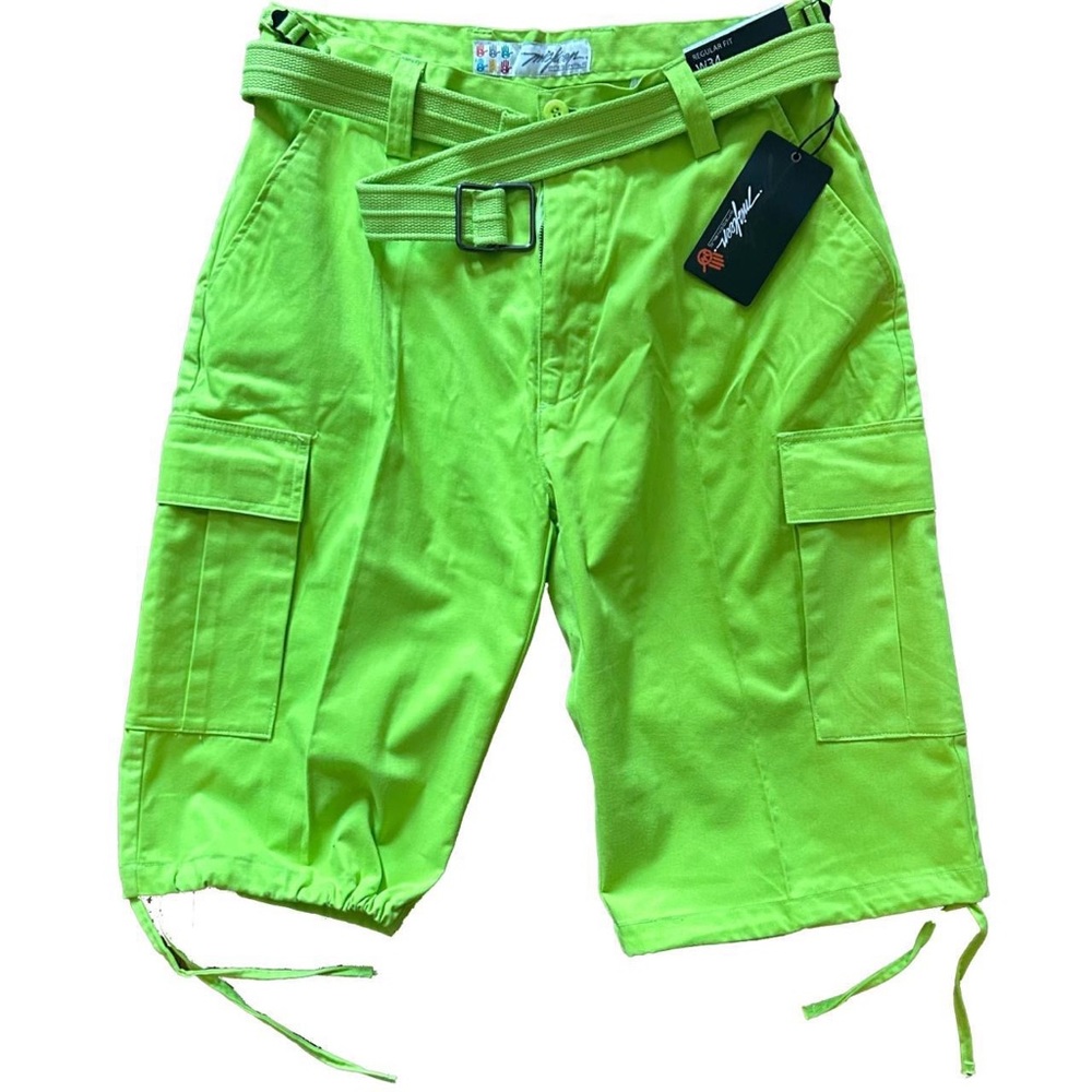 NWT Miskeen neon green drawstring cargo shorts.